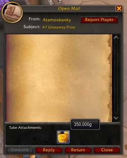 WoW gold payout proof: Giveaway #7 — "thank you everyone"